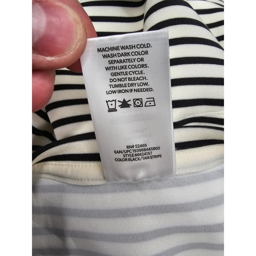 Member's Mark Womens Sandwash Striped T-Shirt Dress Black Modal Casual Size L
